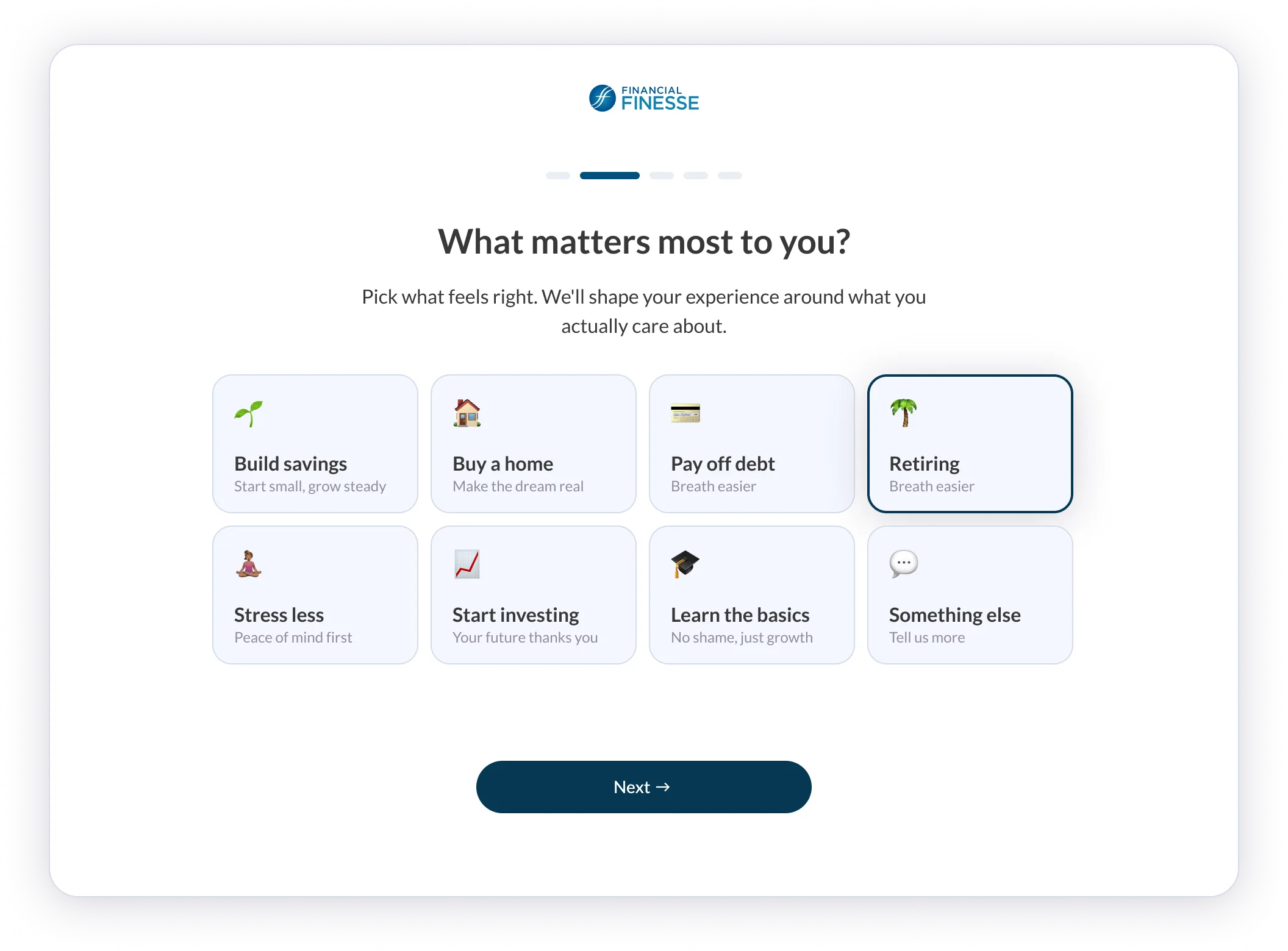 Financial Finesse onboarding experience